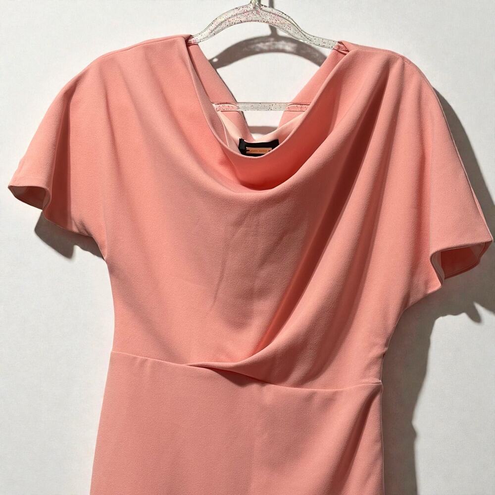 Alexia Admor Peach Pink Drape Neck Sheath Dress Small Retro Mod Chic Wedding - Picture 2 of 9
